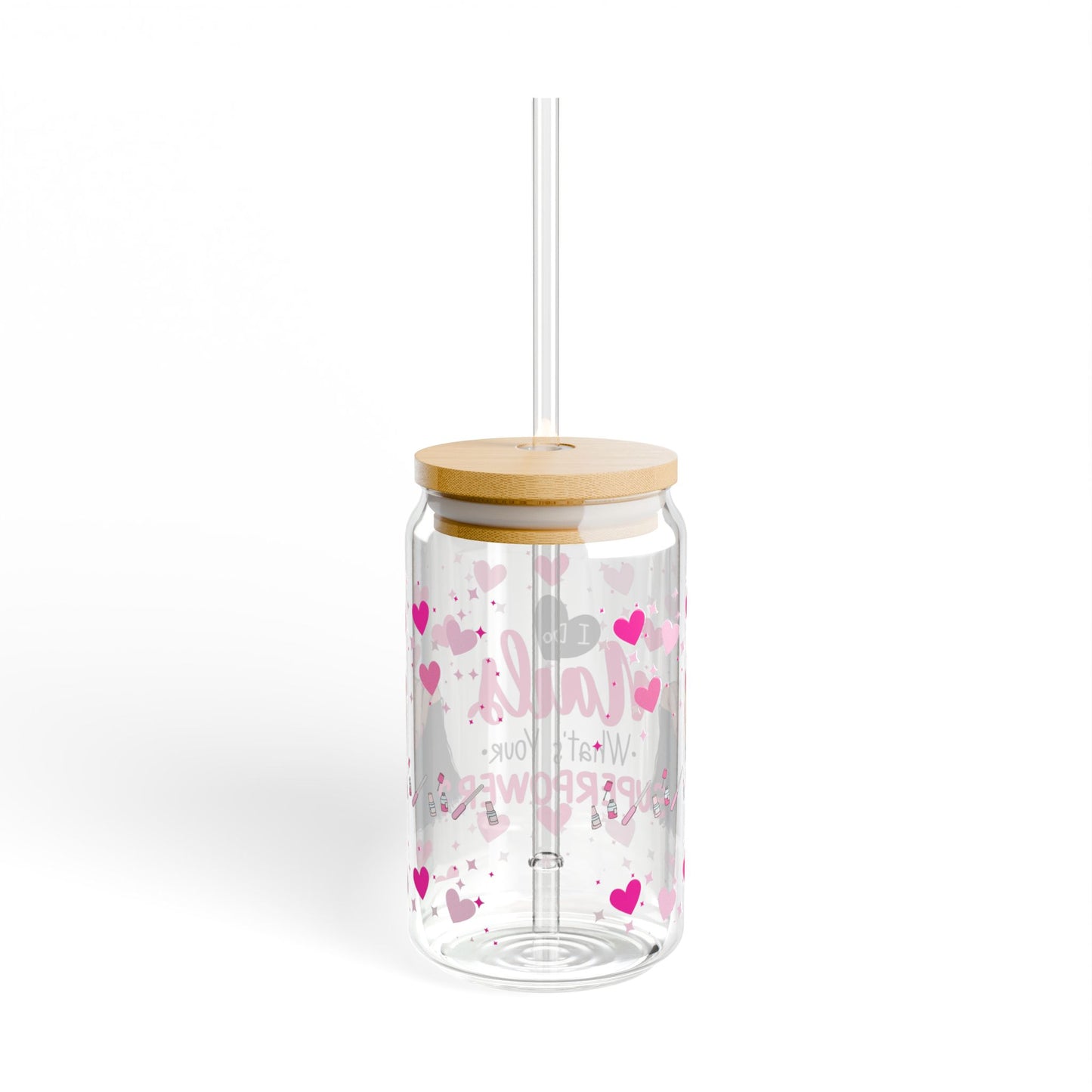 π
"I Do Nails - What's Your Superpower?" 16oz Glass with Bamboo Lid & Straw