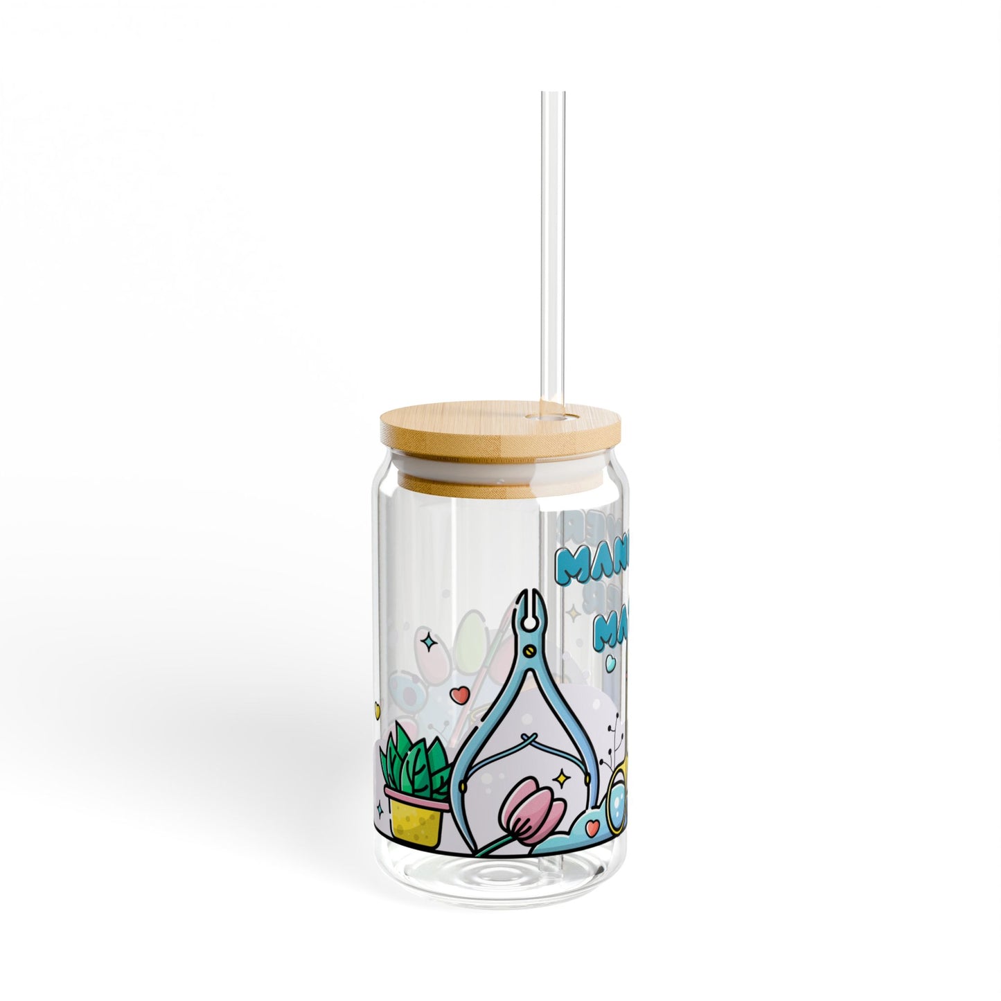 'Mani Over Matter' Motivational Drinkware for Creative Spirits- 16oz sipper Glas