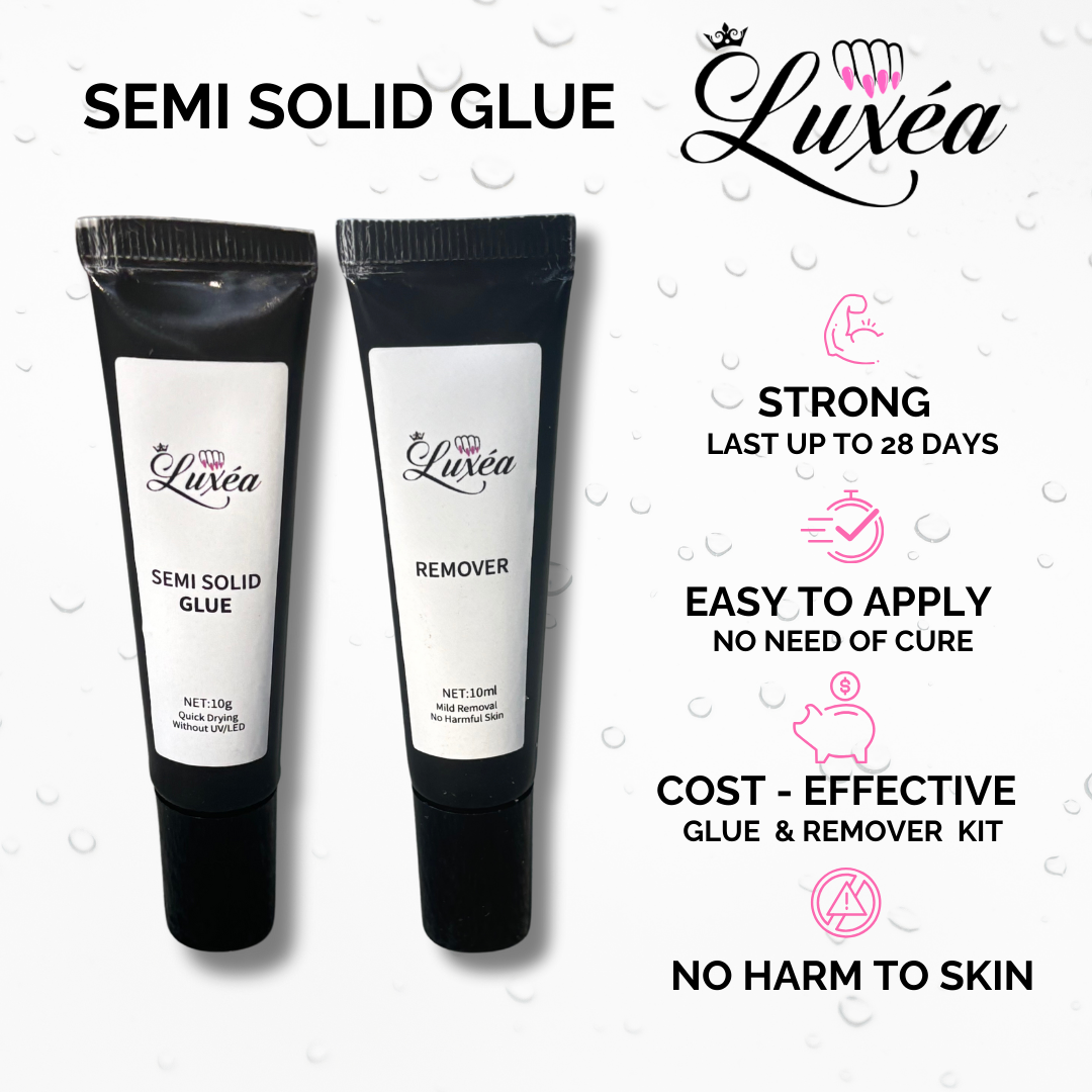 LUXEA™  Semi-Solid Nail Glue + Remover Kit Bundle – Ultra Strong, Quick Dry, No Mess