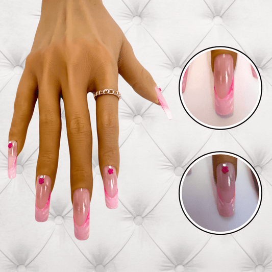 Pink Petal Elegance" - Coffin Shape & Long Length