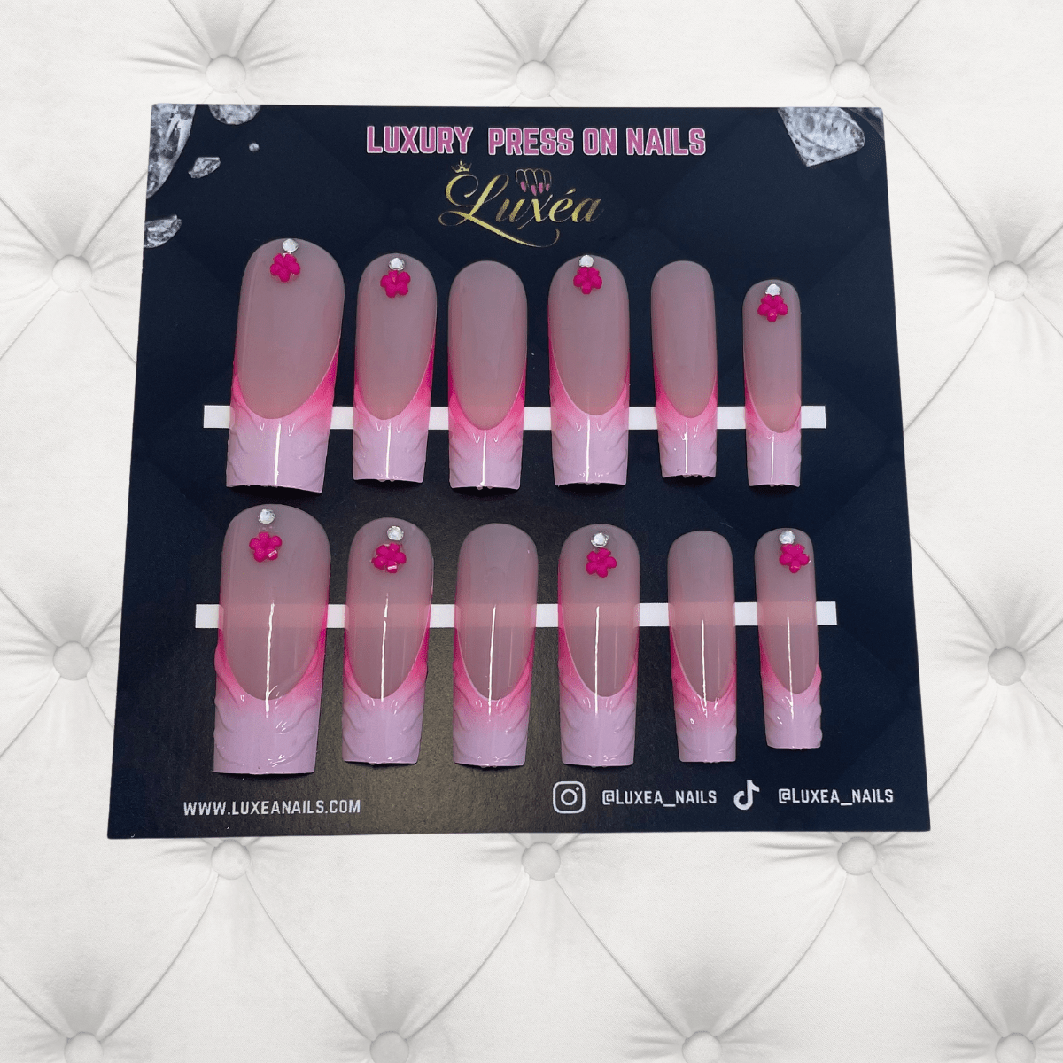 Pink Petal Elegance" - Coffin Shape & Long Length