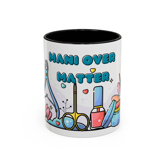 "Mani Over Matter" Color-Accent Mug – LuxeA Nails (Pink or Black)