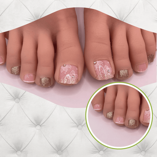 Golden Blossom Toes Press-On Nail Set