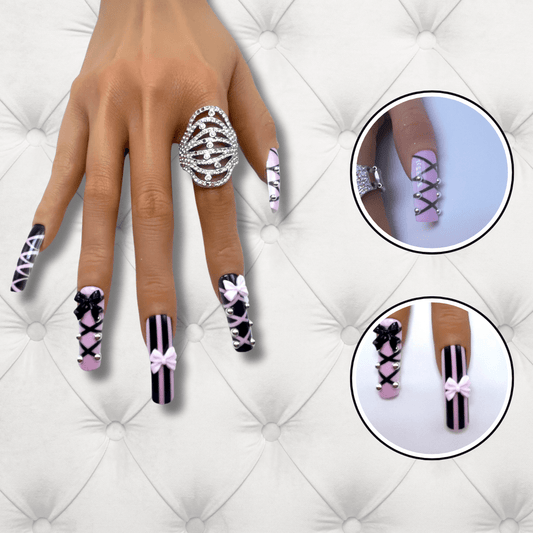 Bow Medium Square Press-On Nails Set