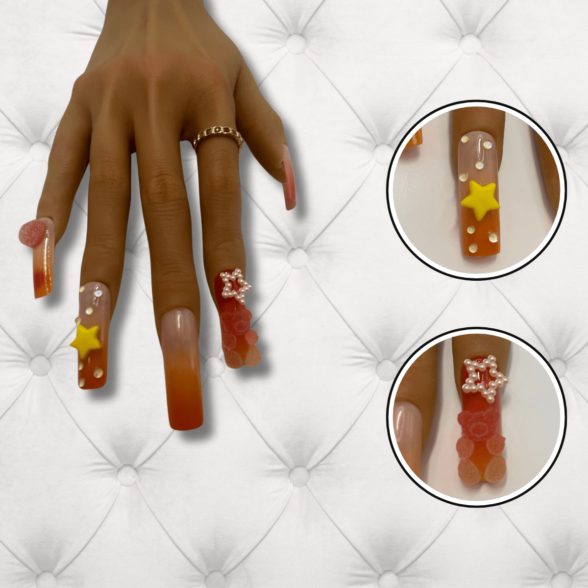 Candy Crush Sunset- Long Coffin Nails Set