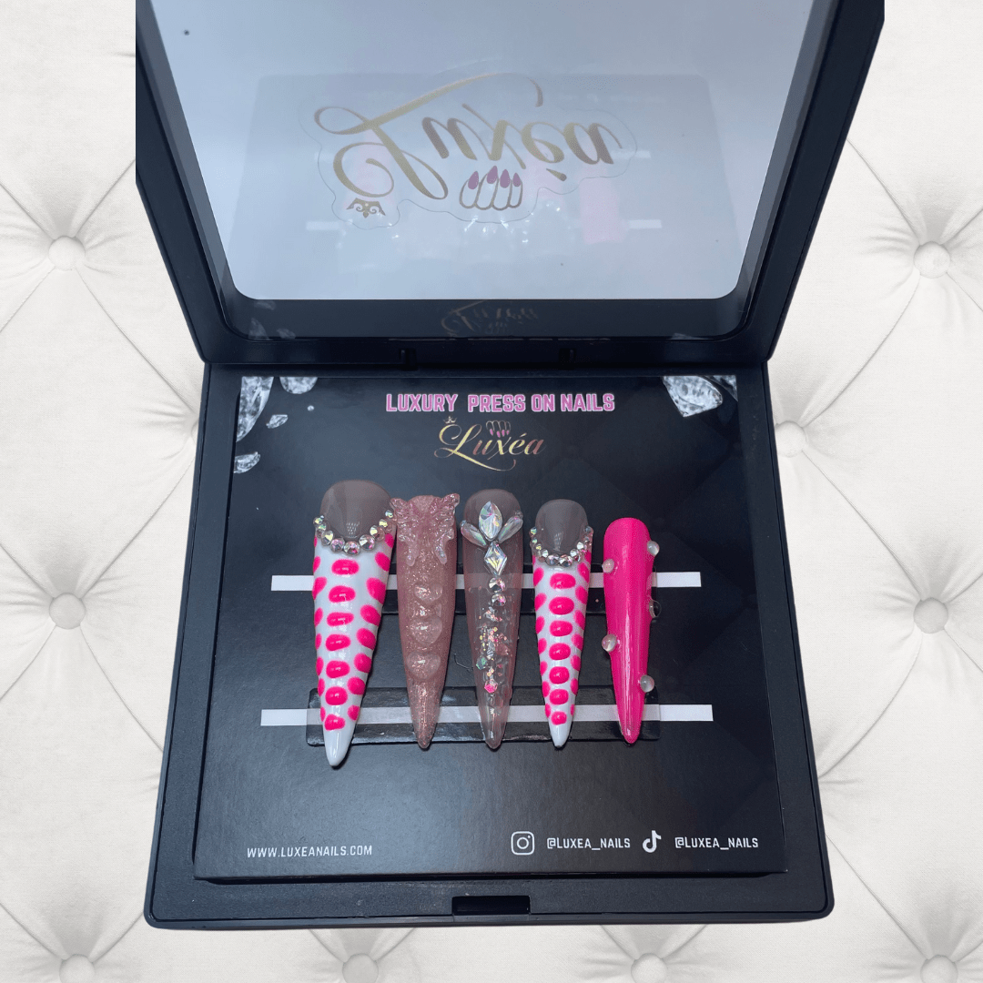 Extra Long Barbie Glam Hot Pink Stiletto Press-On Nails Set