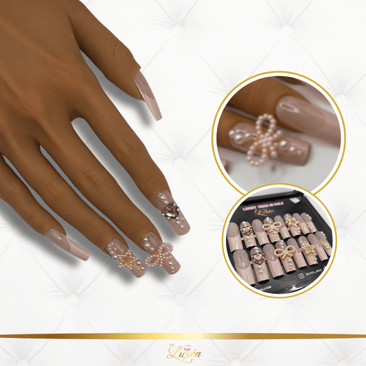 Blush Pearl Bow Press-On Nail Set