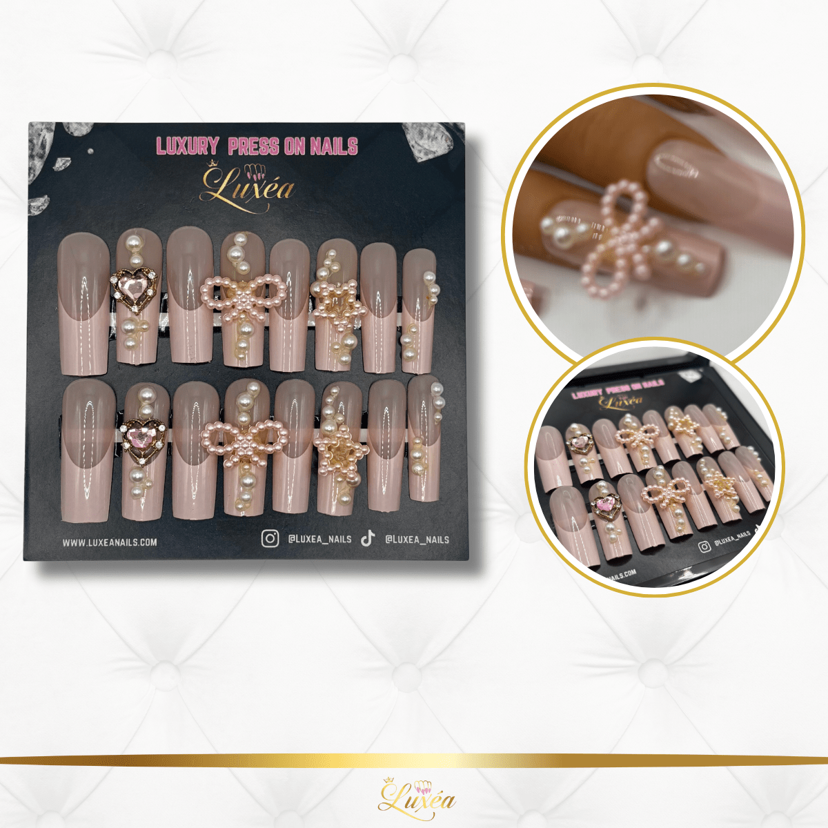 Blush Pearl Bow Press-On Nail Set