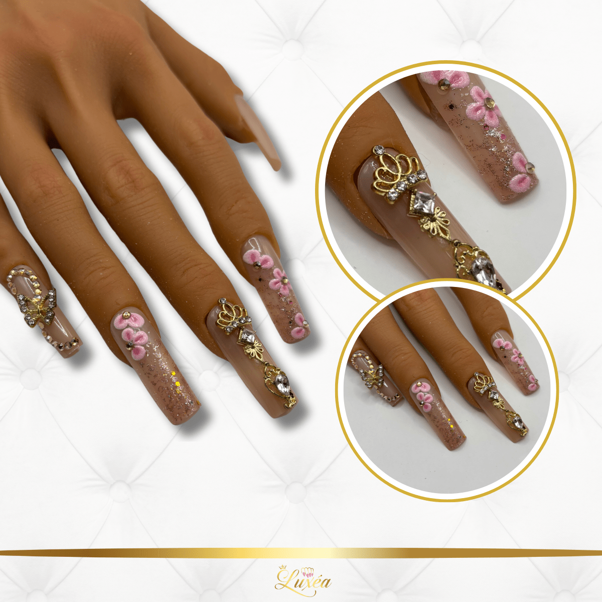 Golden Majesty Acrylic Press-On Nail Set