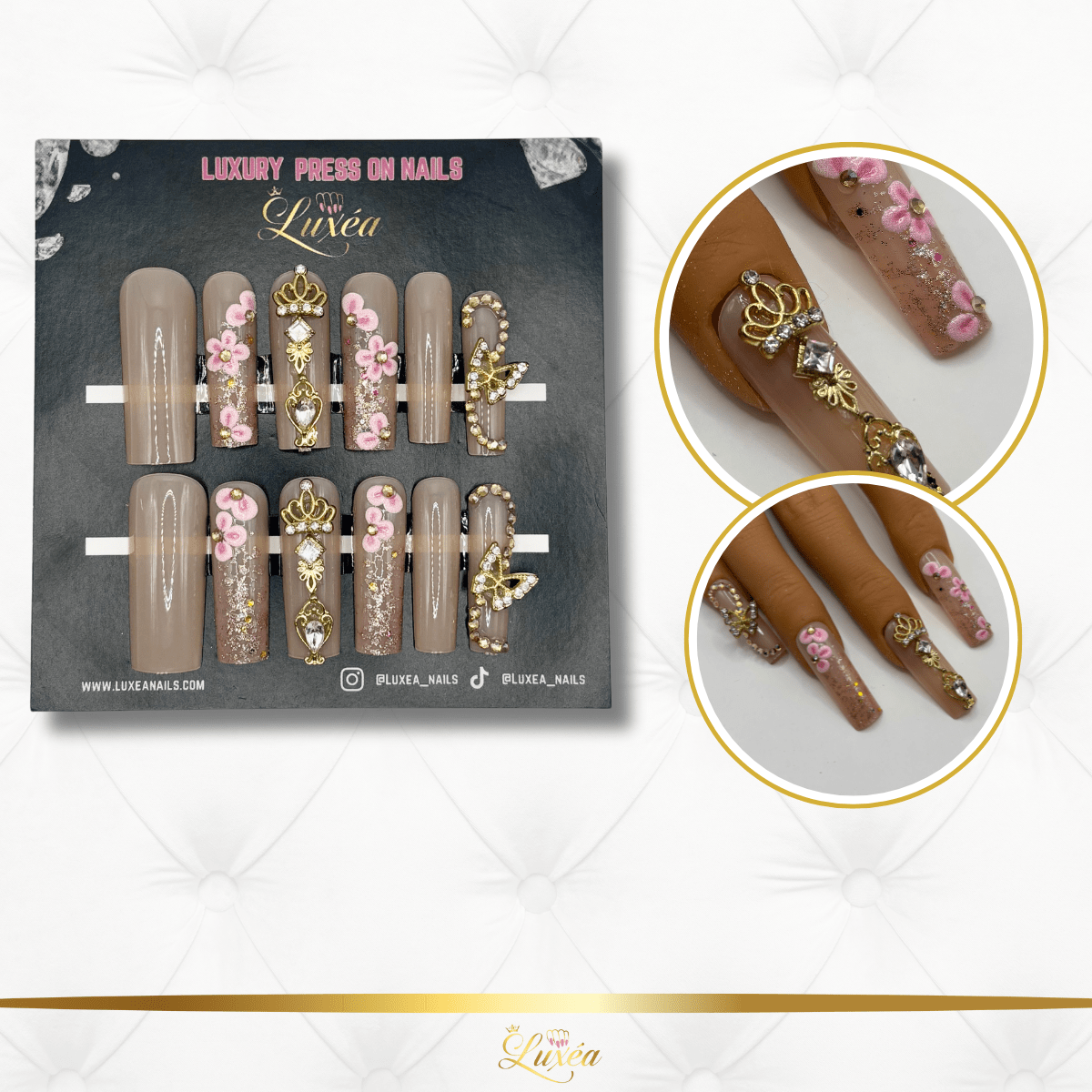 Golden Majesty Acrylic Press-On Nail Set