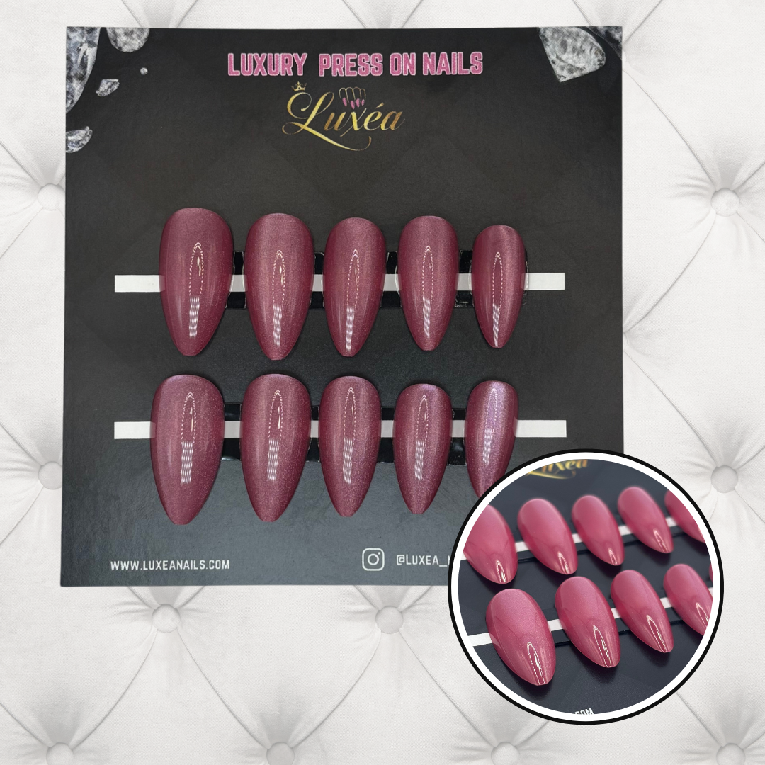 Eye Press-On Nails – Blush Pink | Almond Shape | Soft Magnetic Glow