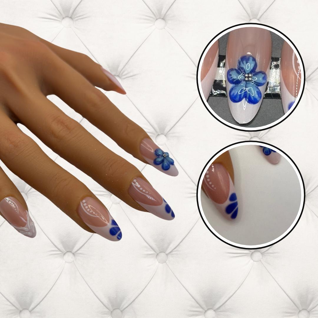 Royal Hawaiian Flower Design | 3D Floral Accents | Almond Shape