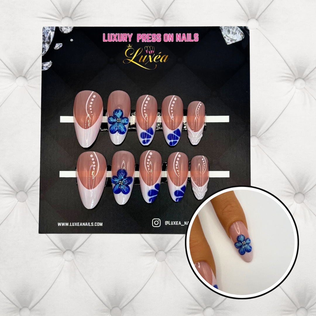 Royal Hawaiian Flower Design | 3D Floral Accents | Almond Shape