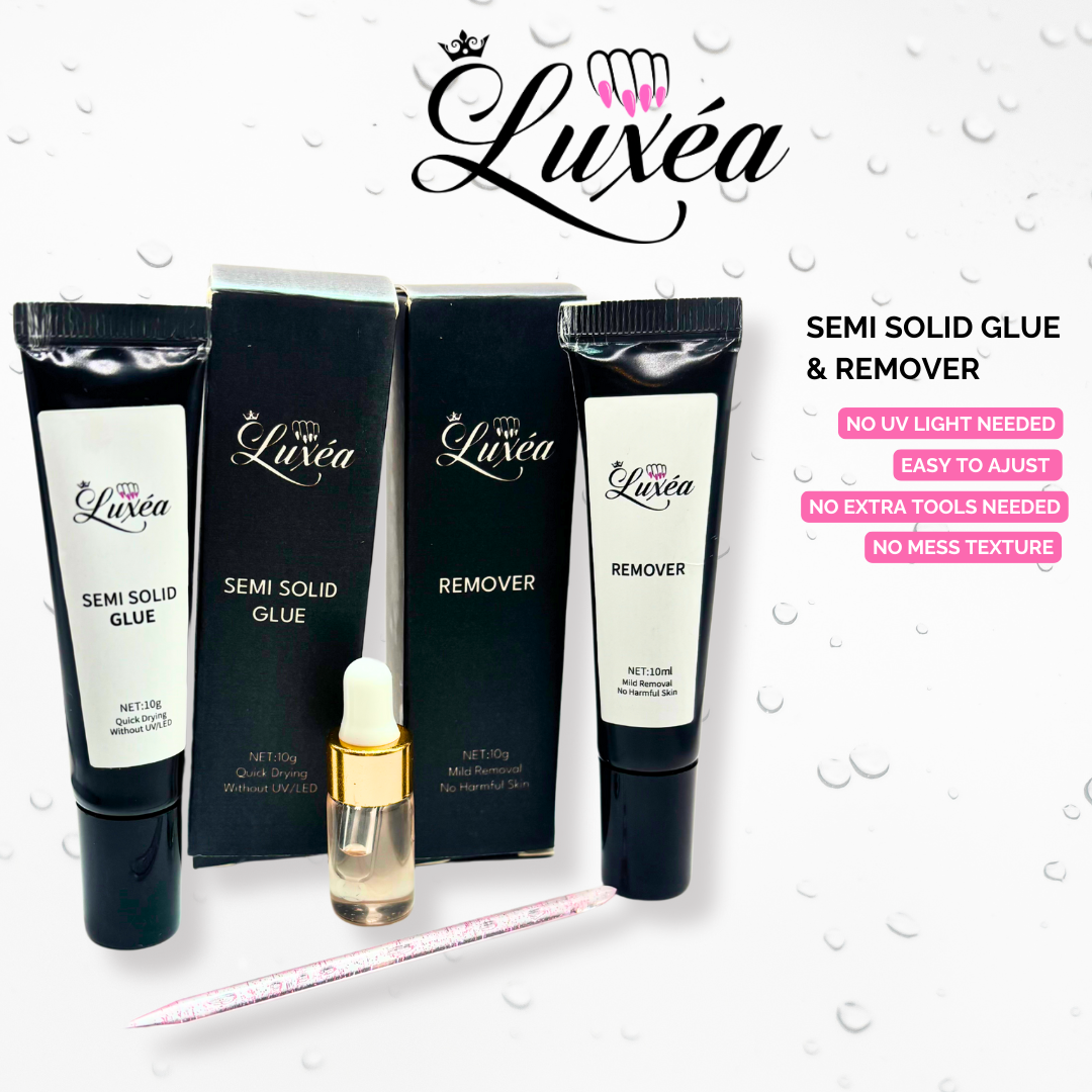 LUXEA™  Semi-Solid Nail Glue + Remover Kit Bundle – Ultra Strong, Quick Dry, No Mess