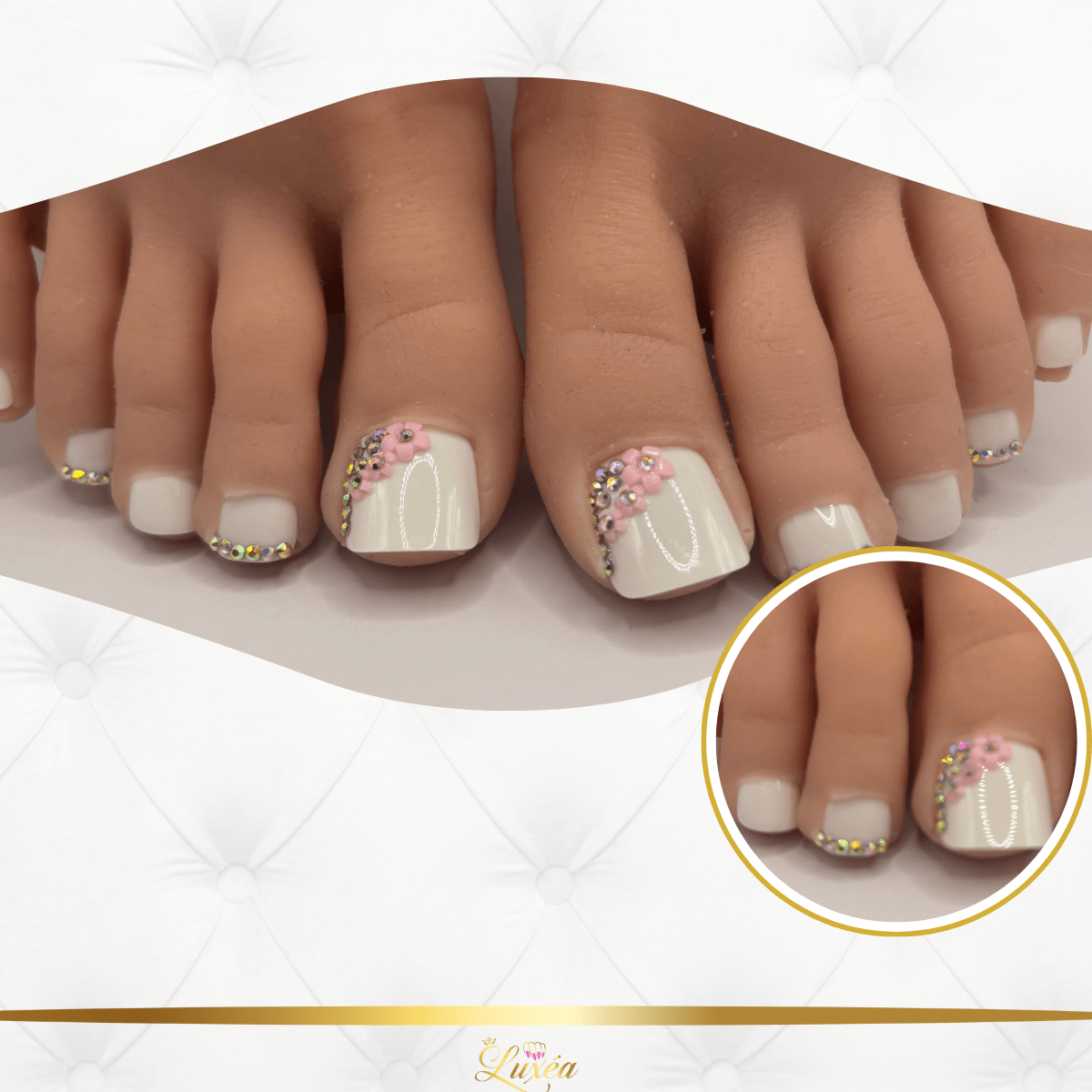 Blossom White Toes Press-On Nail Set