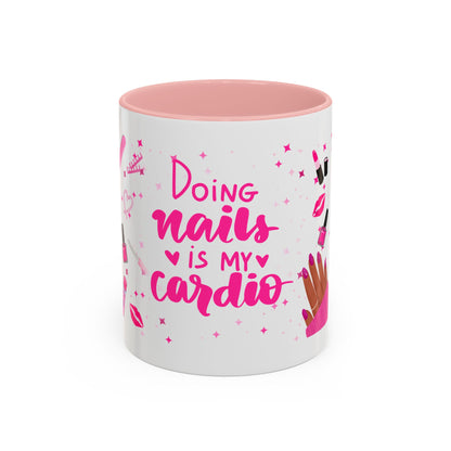 Doing Nails Is My Cardio" Accent Coffee Mug –(Pink or Black)