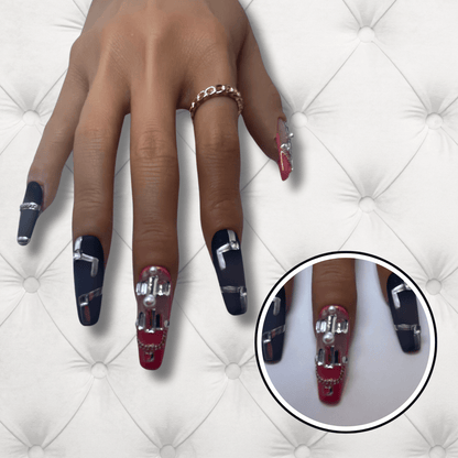 Geometric Chic Medium Coffin Press-On Nails Set
