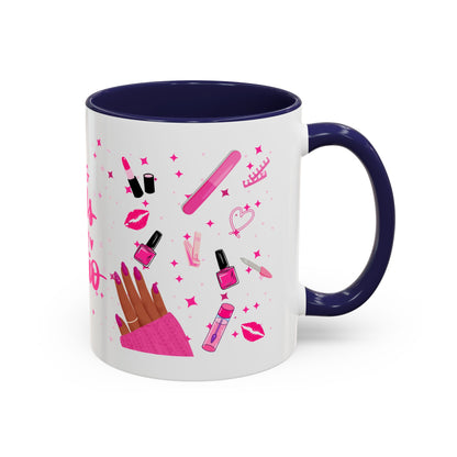 Doing Nails Is My Cardio" Accent Coffee Mug –(Pink or Black)