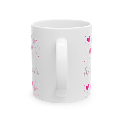 "I Do Nails, What's Your Superpower?" Ceramic Mug – Fun Pink Coffee Cup for Nail Enthusiasts