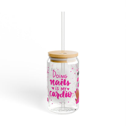 💅 "I Do Nails - What's Your Superpower?" 16oz Glass with Bamboo Lid & Straw