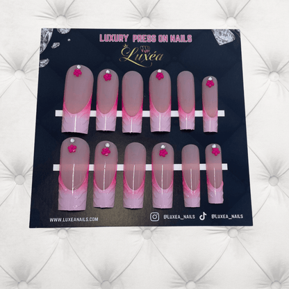 Pink Petal Elegance" - Coffin Shape & Long Length