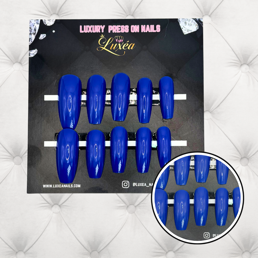 Royal Energy Press-On Nails – Long Coffin | Bold Blue Statement Set