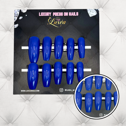 Royal Energy Press-On Nails – Long Coffin | Bold Blue Statement Set