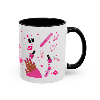Doing Nails Is My Cardio" Accent Coffee Mug –(Pink or Black)
