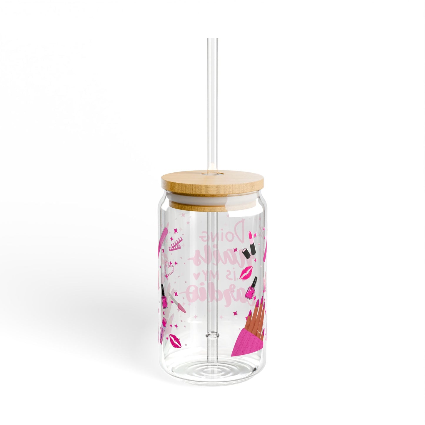 💅 "I Do Nails - What's Your Superpower?" 16oz Glass with Bamboo Lid & Straw