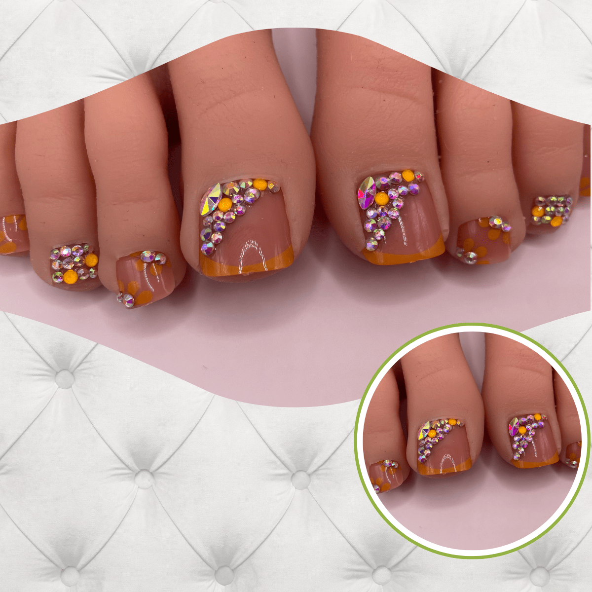 Golden Glam Toes Press-On Nail Set