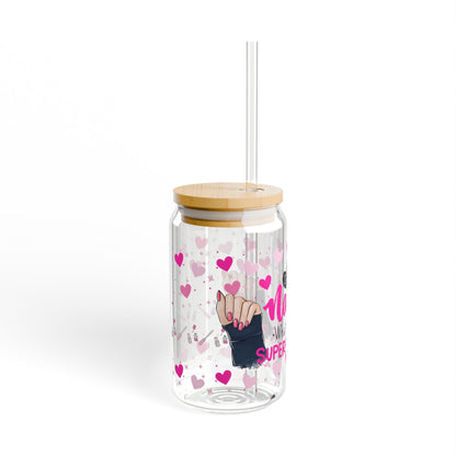 💅 "I Do Nails - What's Your Superpower?" 16oz Glass with Bamboo Lid & Straw