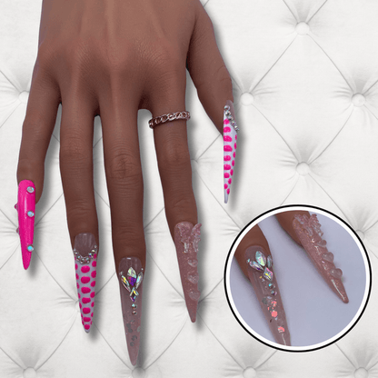 Barbie Glam Hot Pink EXTRA Long Stiletto Press-On Nails Set