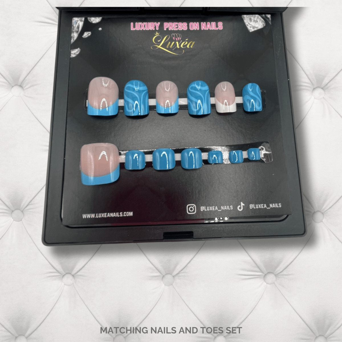 Blue Marble short press on nails 
