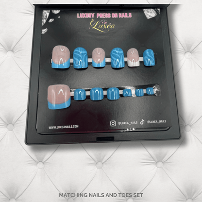 Blue Marble short press on nails 