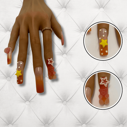 Candy Crush Sunset- Long Coffin Nails Set