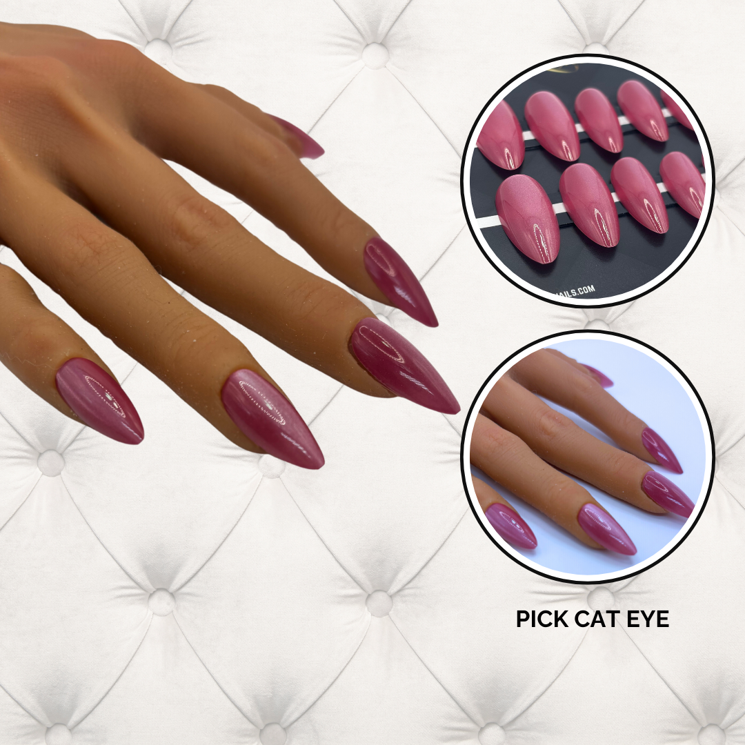 Eye Press-On Nails – Blush Pink | Almond Shape | Soft Magnetic Glow