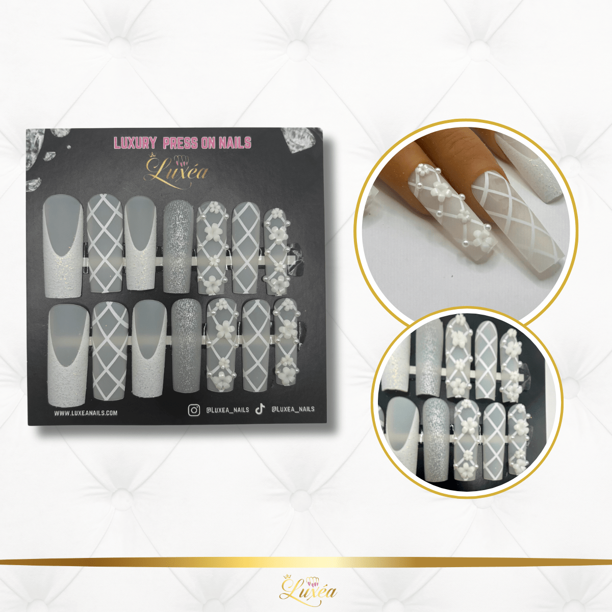 Lace Bridal Elegance Press-On Nail Set